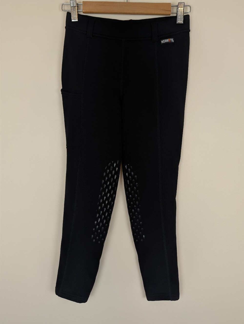 Kerrits Kids Power Stretch Winter Knee Patch Pocket Fleece Tights - Black